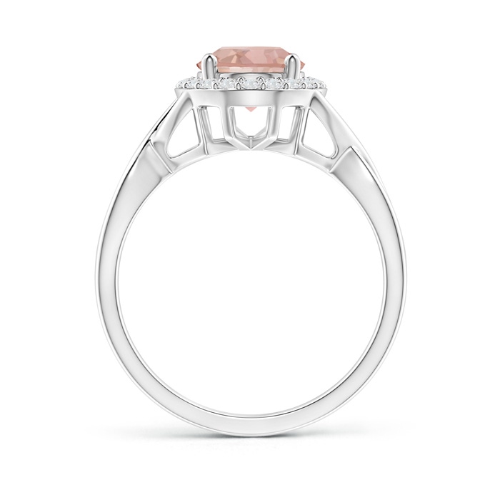 9x7mm AAAA Oval Morganite Infinity Ring with Diamond Halo in White Gold Product Image