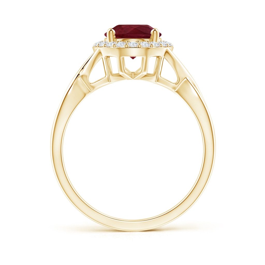 8.97x6.95x3.69mm AA GIA Certified Oval Ruby Infinity Ring with Diamond Halo in Yellow Gold - side 199