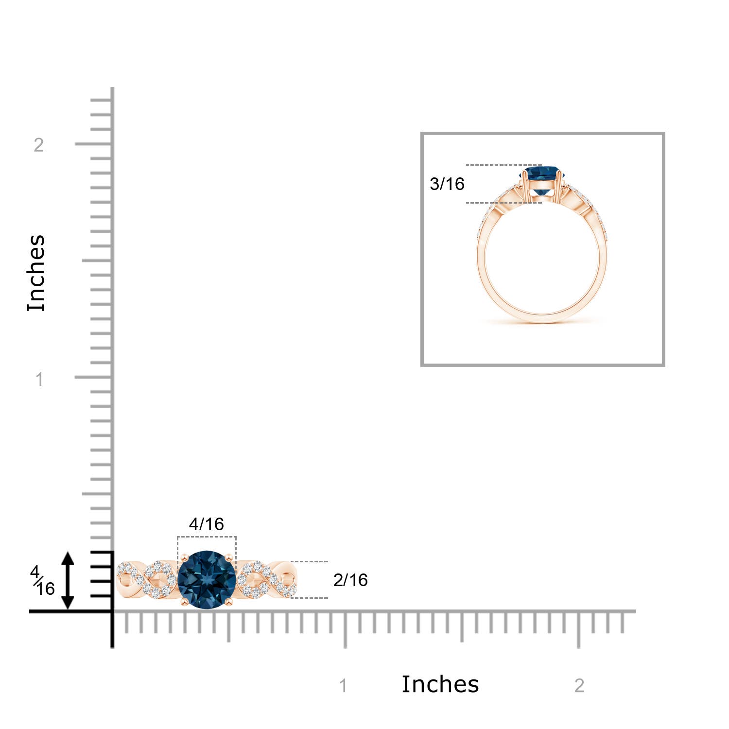 AAAA - London Blue Topaz / 1.79 CT / 14 KT Rose Gold