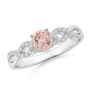 5mm AAA Solitaire Round Morganite Infinity Ring with Diamond Accents in White Gold