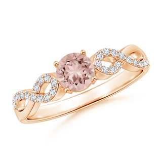 5mm AAAA Solitaire Round Morganite Infinity Ring with Diamond Accents in Rose Gold