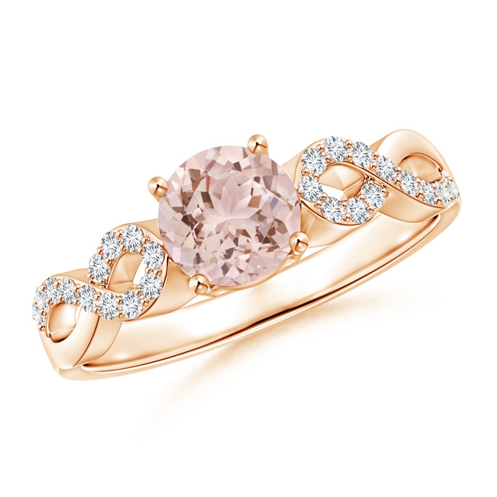 6mm AAA Solitaire Round Morganite Infinity Ring with Diamond Accents in Rose Gold