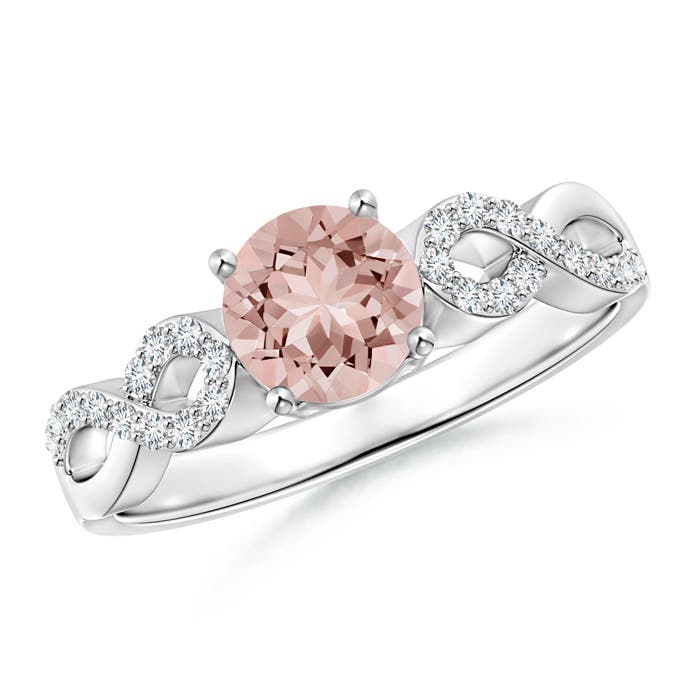 Solitaire Round Morganite Infinity Ring with Diamond Accents