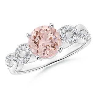 7mm AAA Solitaire Round Morganite Infinity Ring with Diamond Accents in White Gold