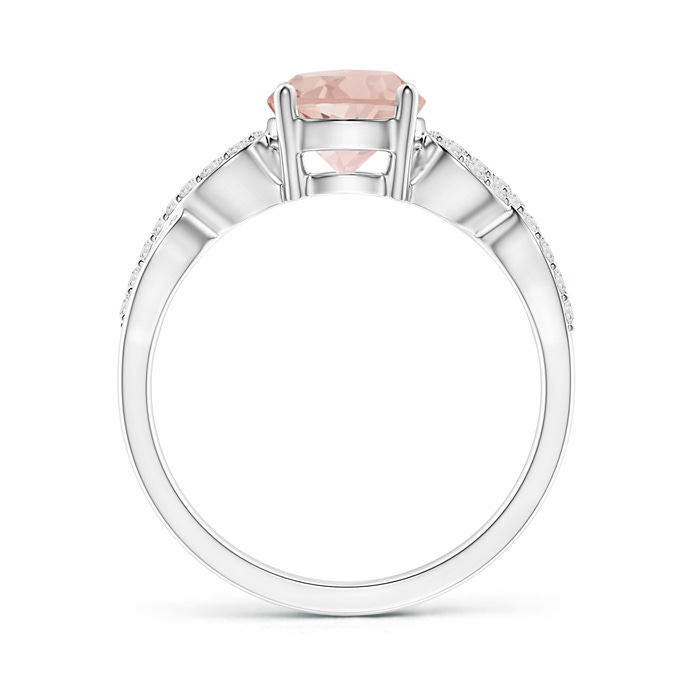 7mm AAA Solitaire Round Morganite Infinity Ring with Diamond Accents in White Gold Product Image