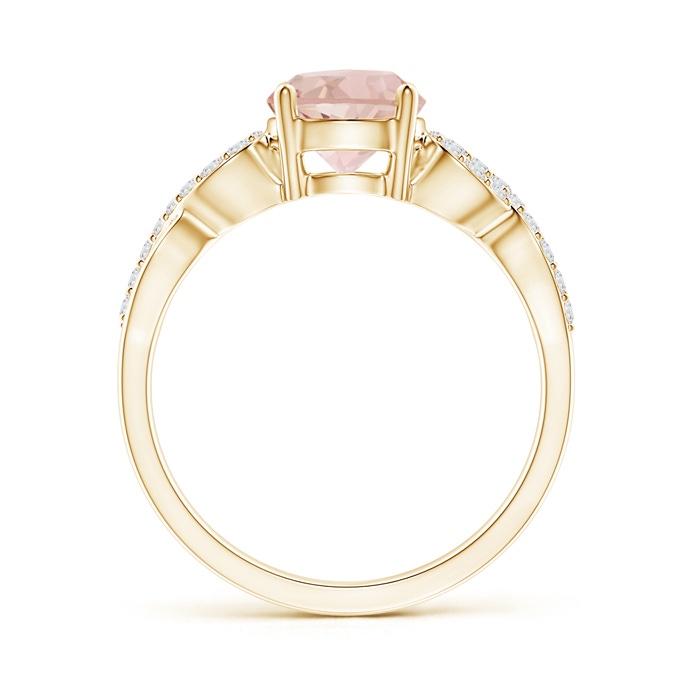 7mm AAA Solitaire Round Morganite Infinity Ring with Diamond Accents in Yellow Gold product image
