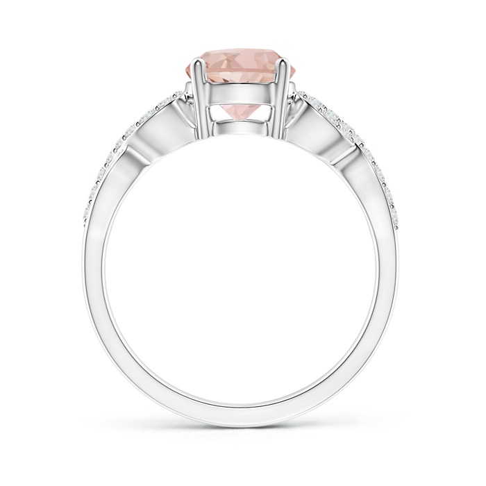 7mm AAAA Solitaire Round Morganite Infinity Ring with Diamond Accents in White Gold product image