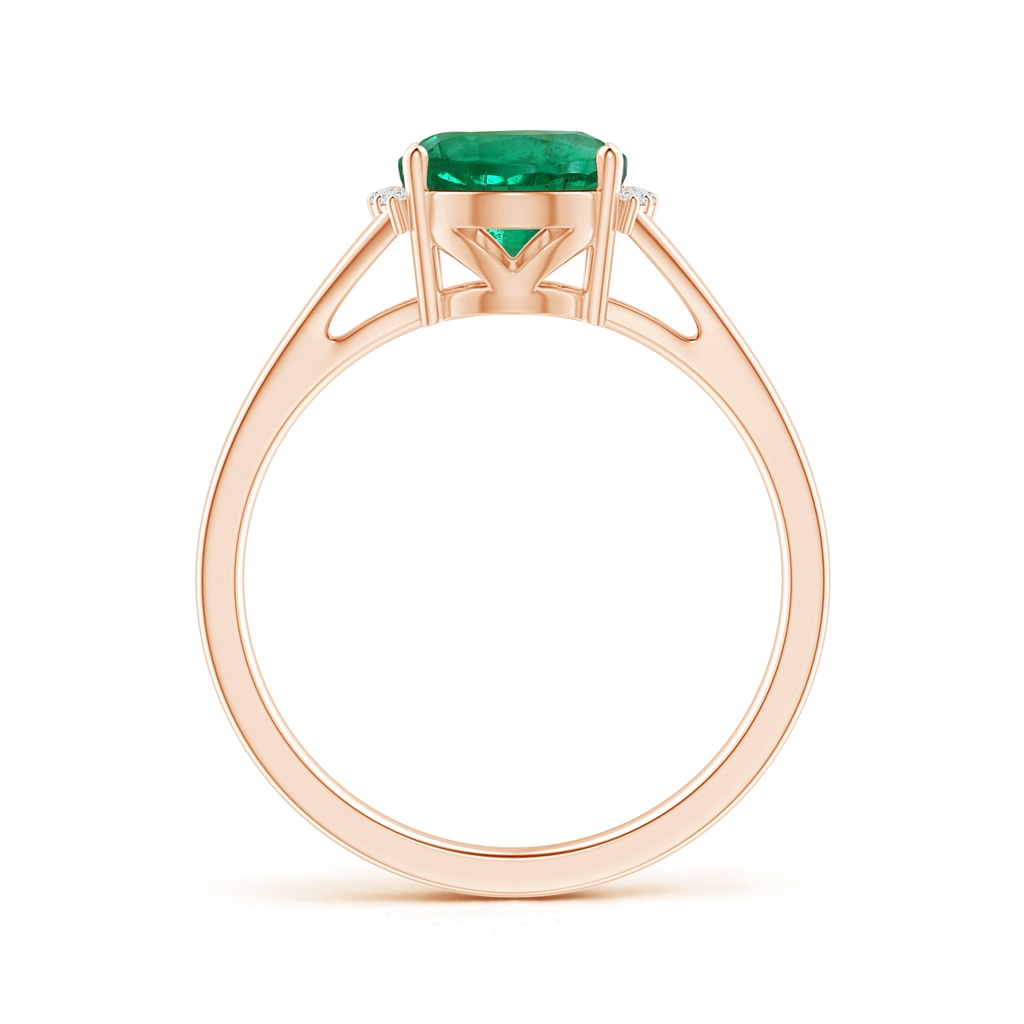 8.87x6.87x5.20mm AAA GIA Certified Oval Emerald Split Shank Ring with Diamond Collar in Rose Gold Side 199