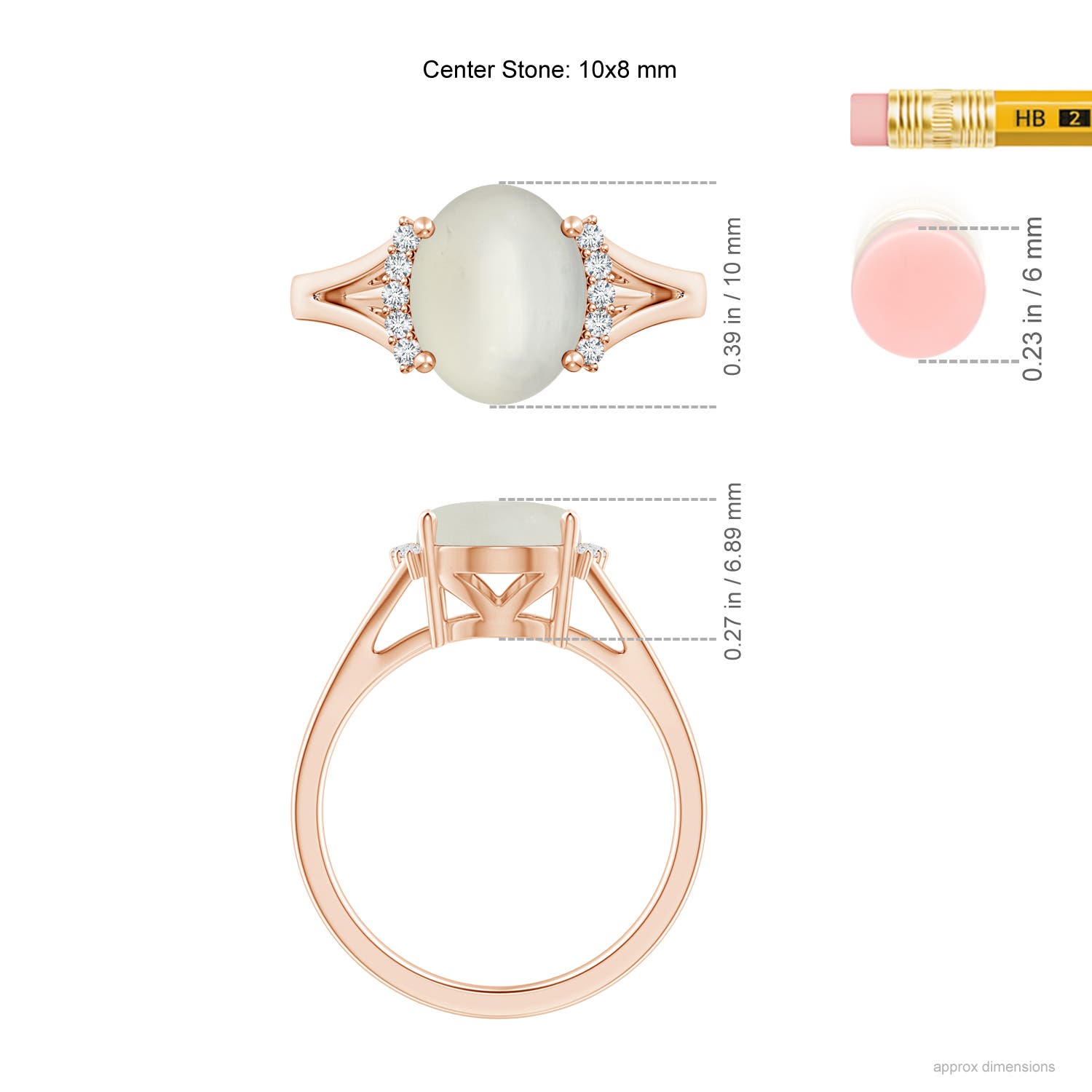 AAA - Moonstone / 2.6 CT / 14 KT Rose Gold