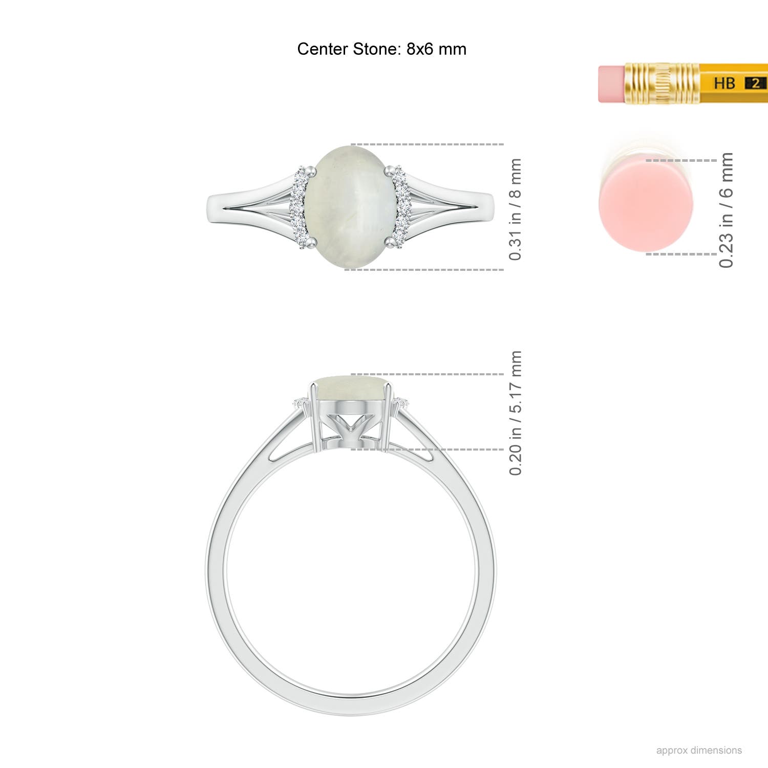 AA - Moonstone / 1.15 CT / 14 KT White Gold