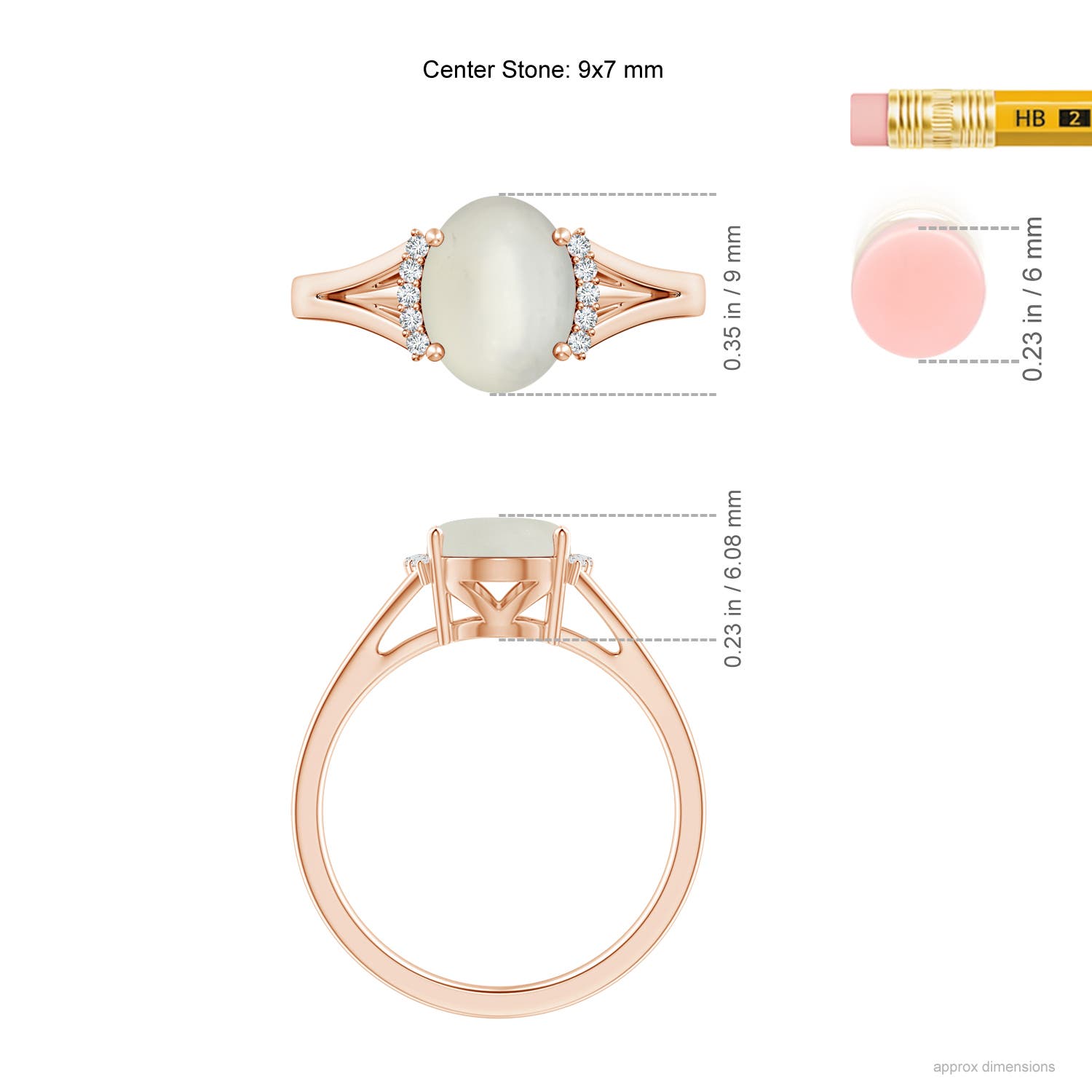 AAA - Moonstone / 1.77 CT / 14 KT Rose Gold