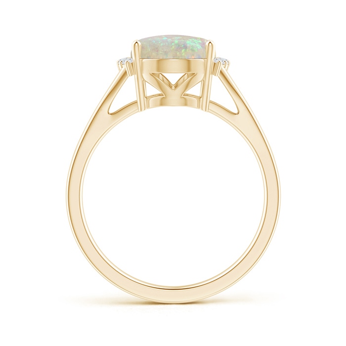 10x8mm AAA Oval Opal Split Shank Ring with Diamond Collar in Yellow Gold side-1