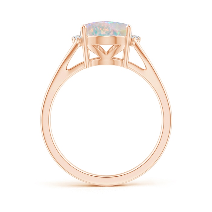 10x8mm AAAA Oval Opal Split Shank Ring with Diamond Collar in Rose Gold side-1