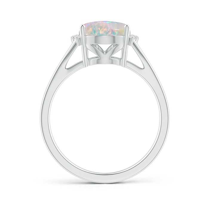 10x8mm AAAA Oval Opal Split Shank Ring with Diamond Collar in White Gold Side-1