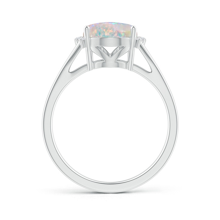 10x8mm AAAA Oval Opal Split Shank Ring with Diamond Collar in White Gold side-1