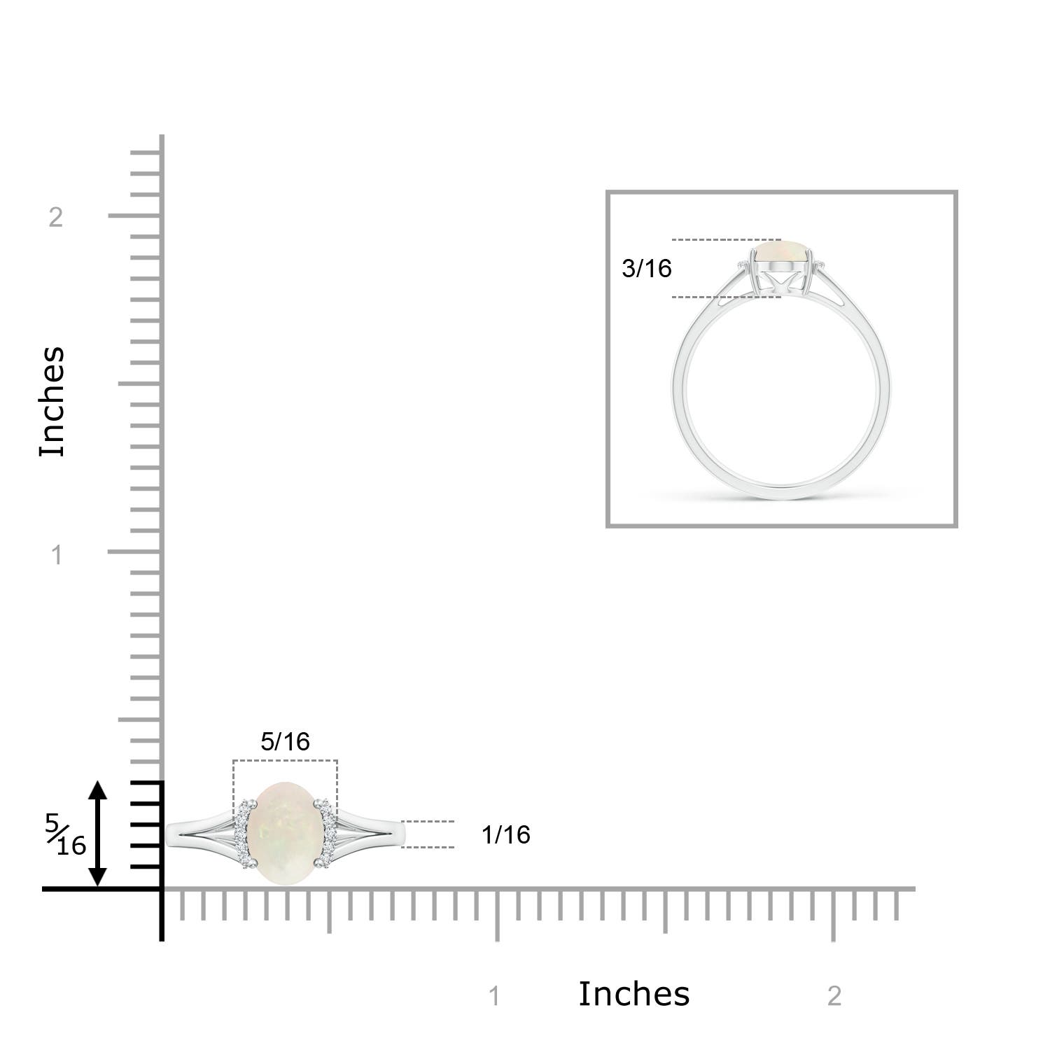 A - Opal / 0.85 CT / 14 KT White Gold