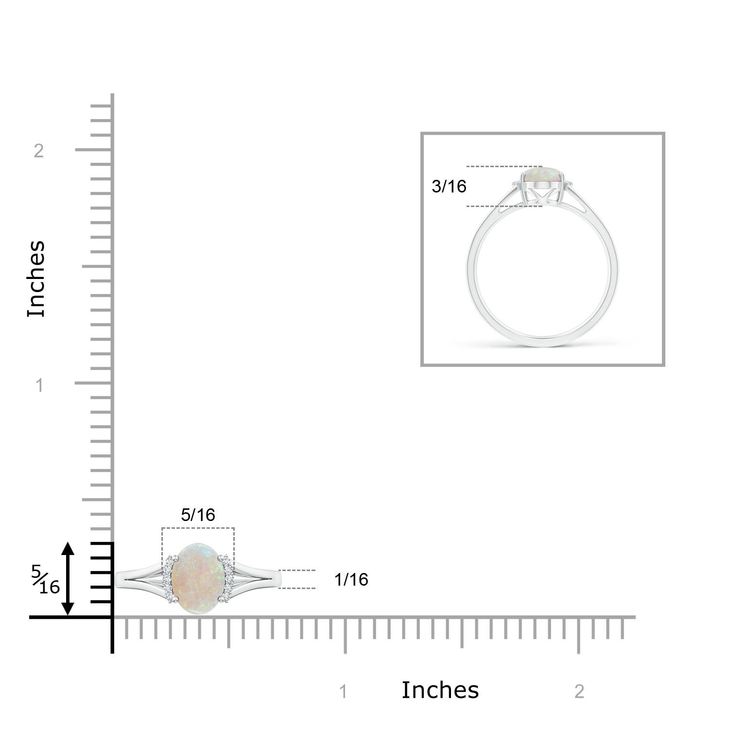 AA - Opal / 0.85 CT / 14 KT White Gold