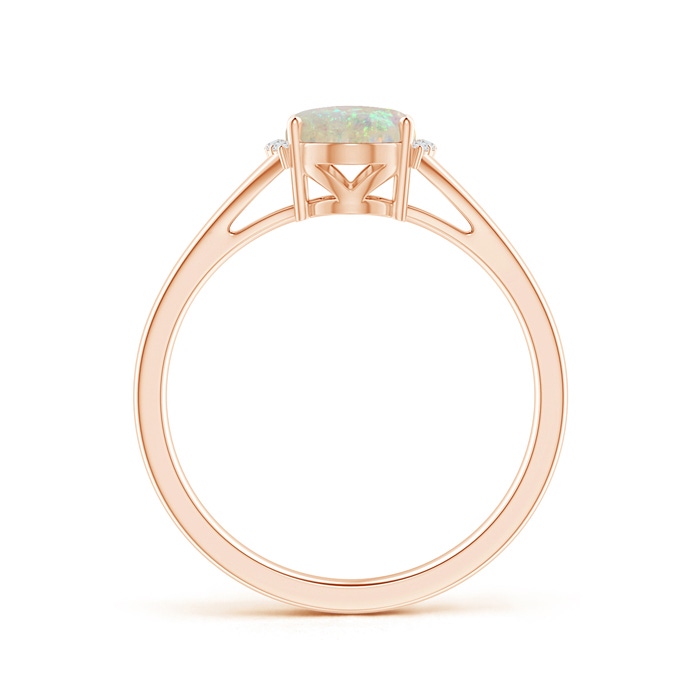 8x6mm AAA Oval Opal Split Shank Ring with Diamond Collar in Rose Gold side-1