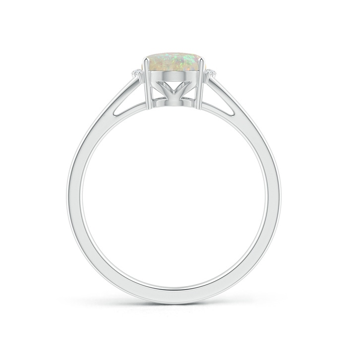 8x6mm AAA Oval Opal Split Shank Ring with Diamond Collar in White Gold side-1