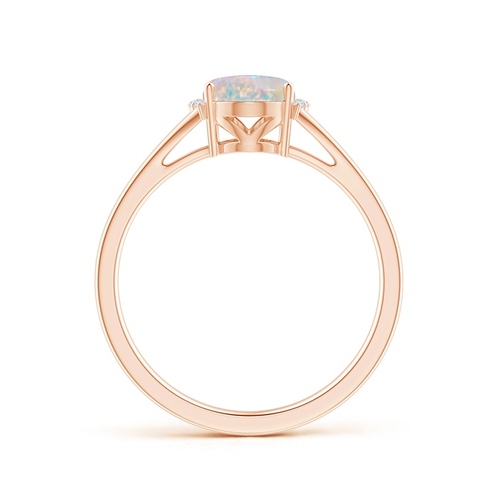 8x6mm AAAA Oval Opal Split Shank Ring with Diamond Collar in Rose Gold side-1