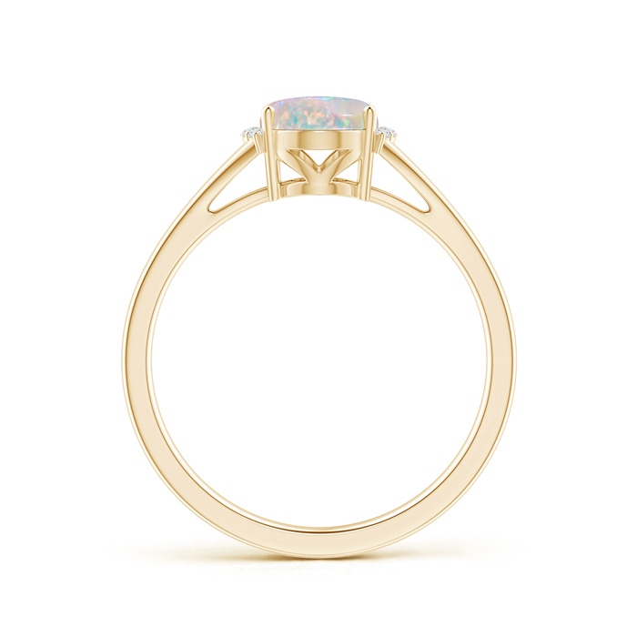 8x6mm AAAA Oval Opal Split Shank Ring with Diamond Collar in Yellow Gold side-1