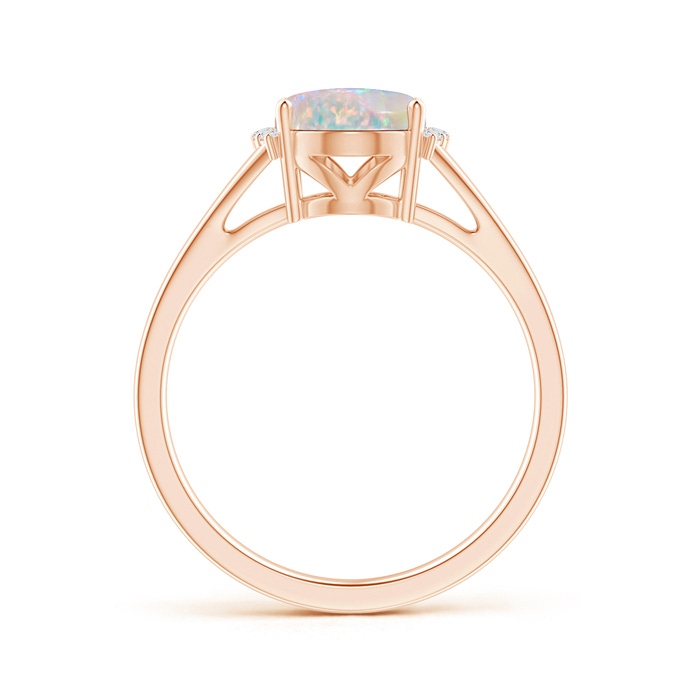 9x7mm AAAA Oval Opal Split Shank Ring with Diamond Collar in Rose Gold side-1