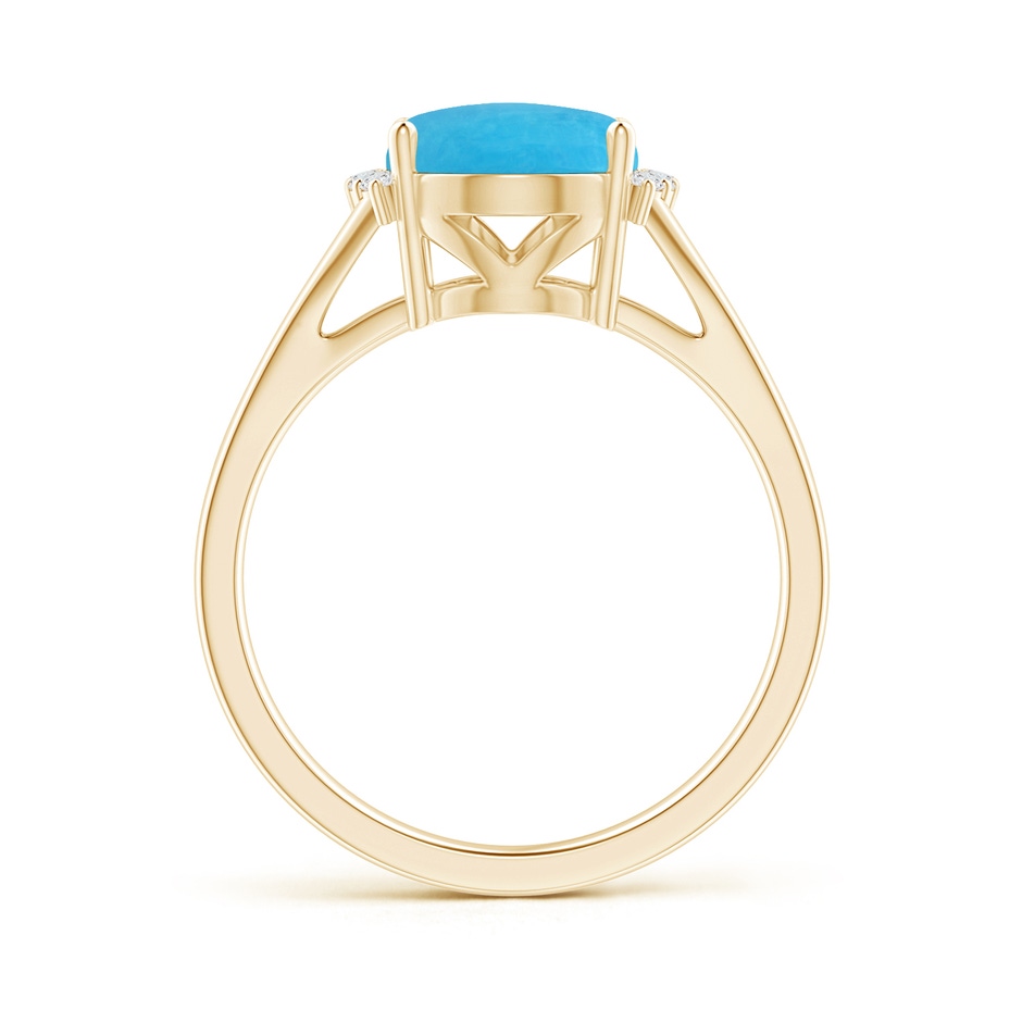 10x8mm A Oval Turquoise Split Shank Ring with Diamond Collar in 18K Yellow Gold side 199