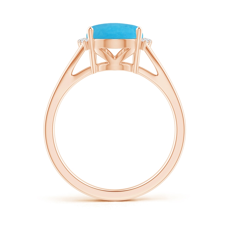 10x8mm A Oval Turquoise Split Shank Ring with Diamond Collar in Rose Gold side 199