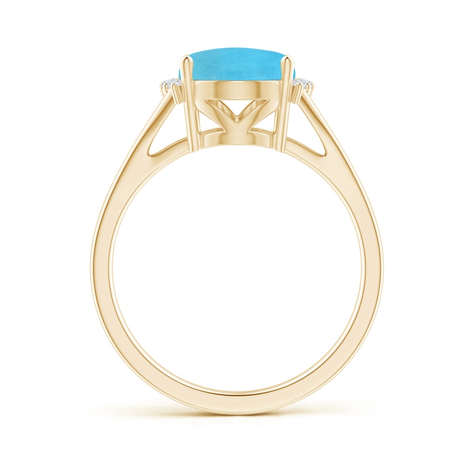 10x8mm AA Oval Turquoise Split Shank Ring with Diamond Collar in Yellow Gold side 199