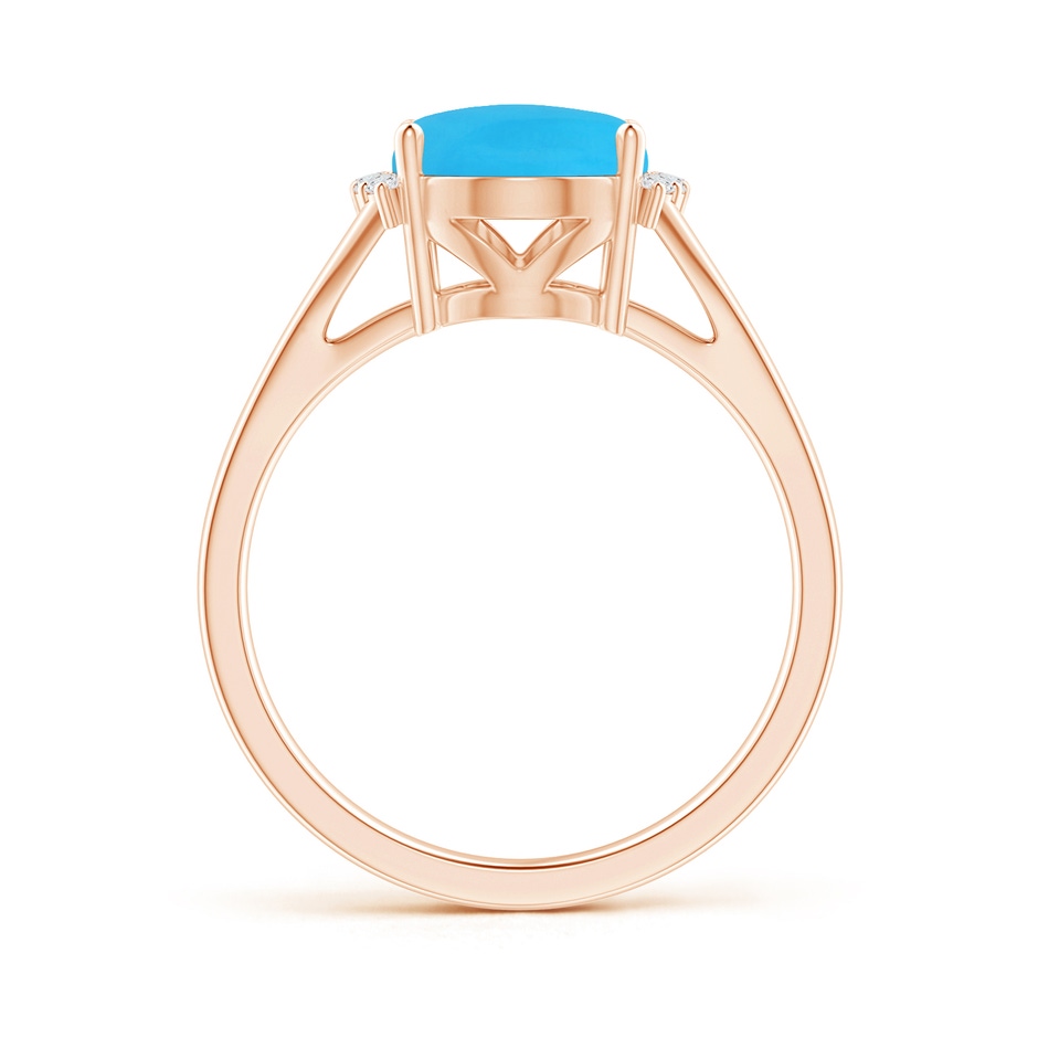 10x8mm AAA Oval Turquoise Split Shank Ring with Diamond Collar in Rose Gold side 199