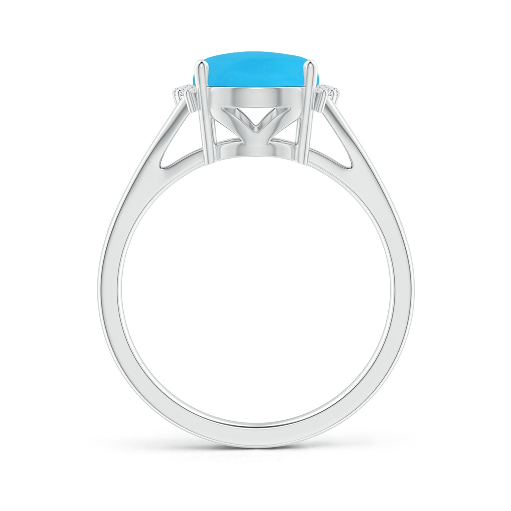 10x8mm AAA Oval Turquoise Split Shank Ring with Diamond Collar in White Gold - side 199