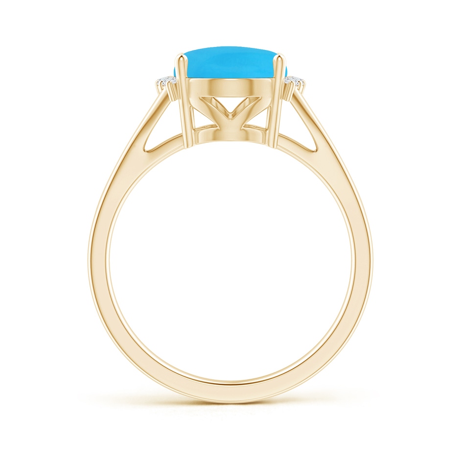 10x8mm AAA Oval Turquoise Split Shank Ring with Diamond Collar in Yellow Gold side 199