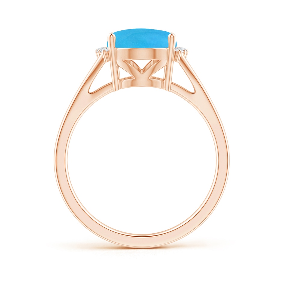 10x8mm AAAA Oval Turquoise Split Shank Ring with Diamond Collar in 18K Rose Gold side 199