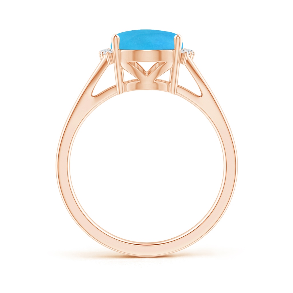 10x8mm AAAA Oval Turquoise Split Shank Ring with Diamond Collar in Rose Gold - side 199