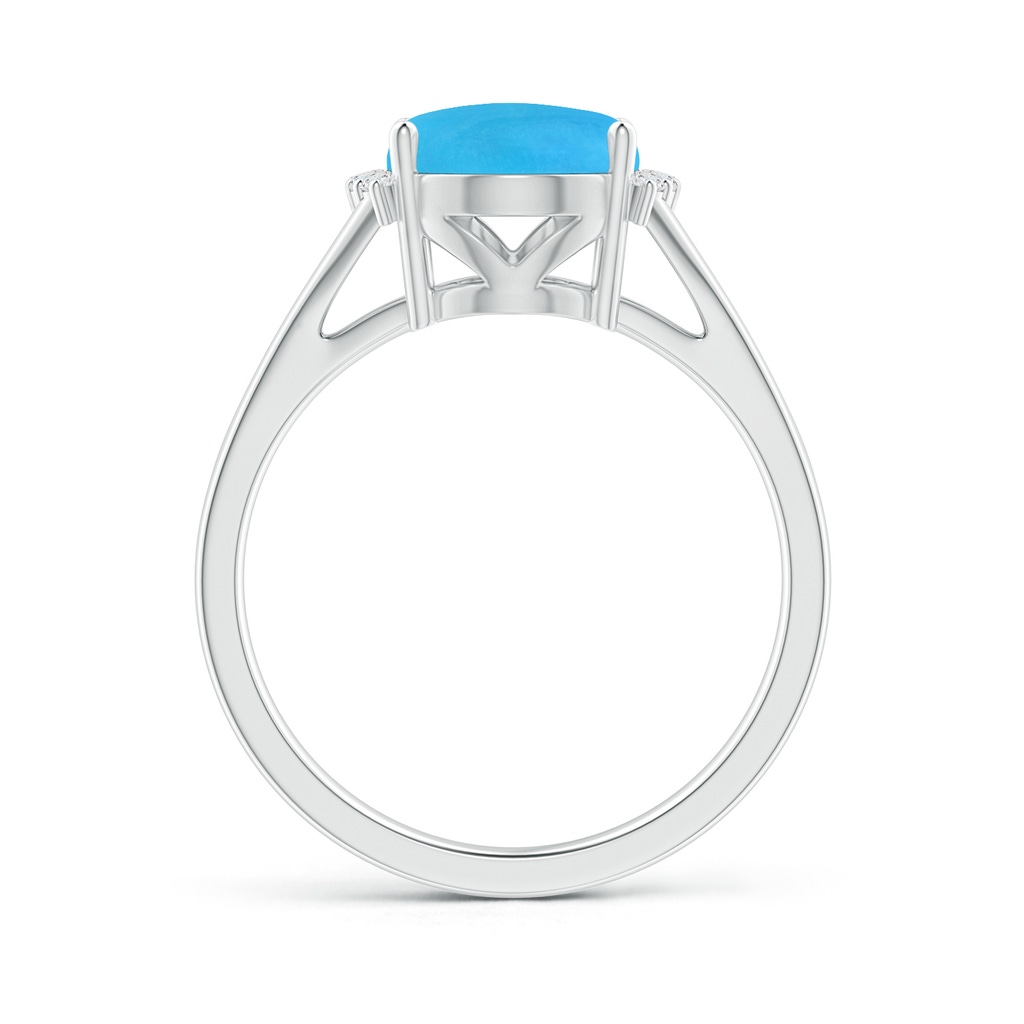 10x8mm AAAA Oval Turquoise Split Shank Ring with Diamond Collar in White Gold - side 199