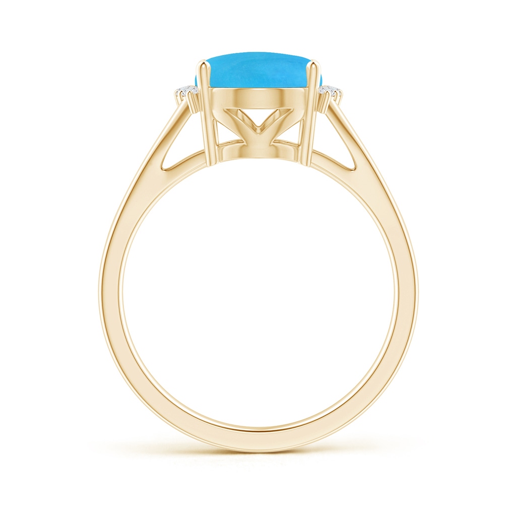 10x8mm AAAA Oval Turquoise Split Shank Ring with Diamond Collar in Yellow Gold - side 199