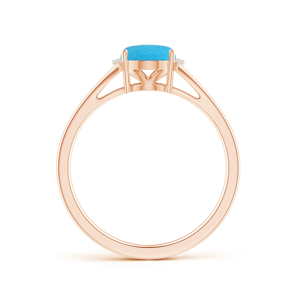 8x6mm A Oval Turquoise Split Shank Ring with Diamond Collar in Rose Gold - side 199