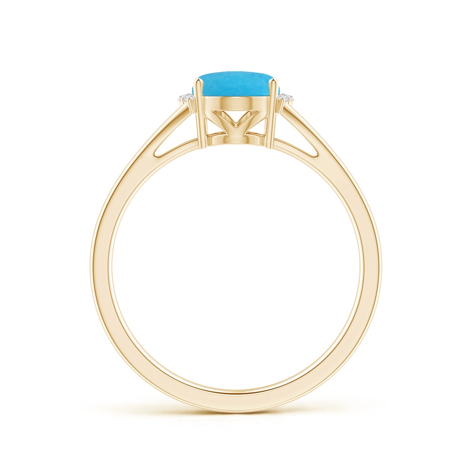 8x6mm A Oval Turquoise Split Shank Ring with Diamond Collar in Yellow Gold side 199