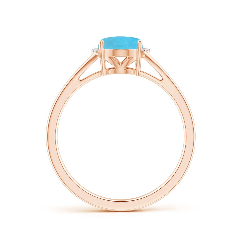 8x6mm AA Oval Turquoise Split Shank Ring with Diamond Collar in Rose Gold side 199