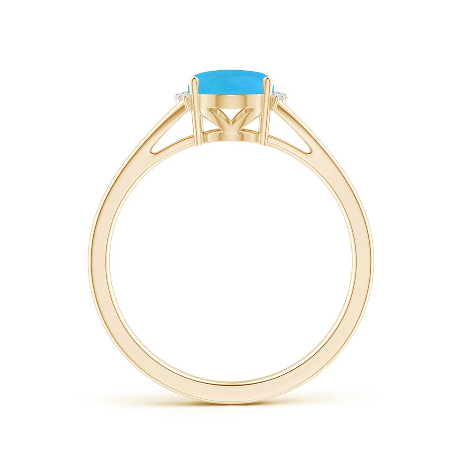 8x6mm AAAA Oval Turquoise Split Shank Ring with Diamond Collar in Yellow Gold side 199