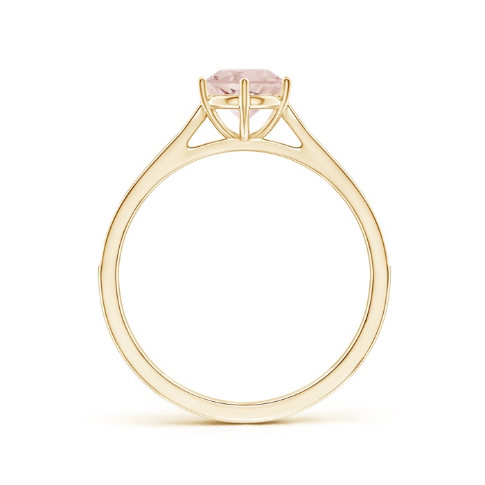 6mm AA Six Prong-Set Round Morganite Cathedral Engagement Ring in Yellow Gold side-1