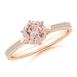 6mm AAA Six Prong-Set Round Morganite Cathedral Engagement Ring in 9K Rose Gold