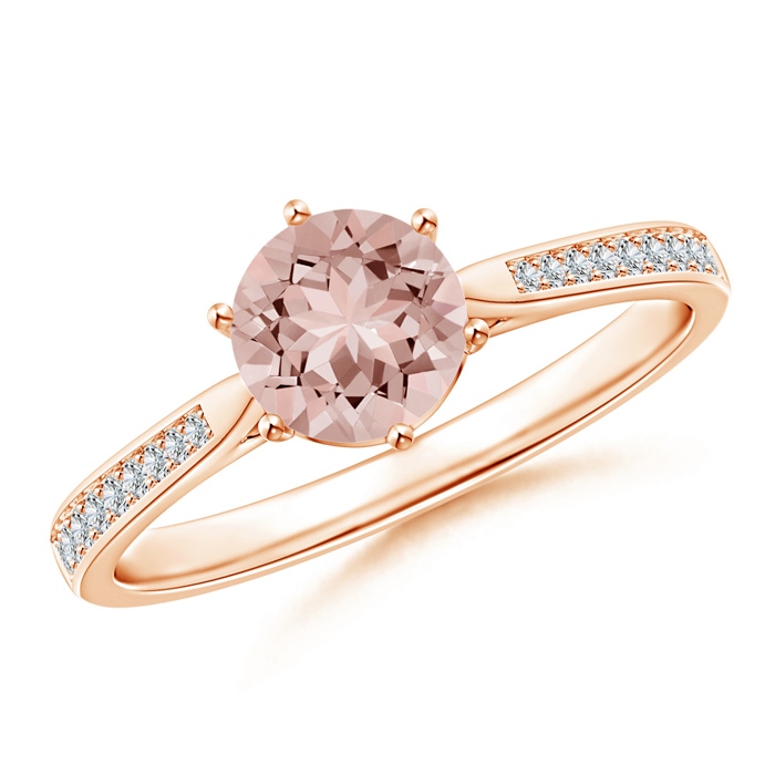 6mm AAAA Six Prong-Set Round Morganite Cathedral Engagement Ring in 9K Rose Gold 