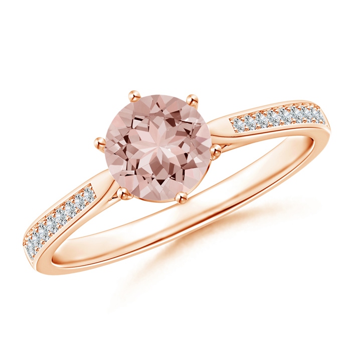 6mm AAAA Six Prong-Set Round Morganite Cathedral Engagement Ring in Rose Gold