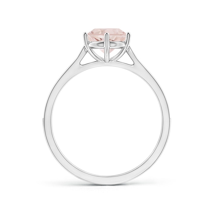 7mm A Six Prong-Set Round Morganite Cathedral Engagement Ring in White Gold side-1