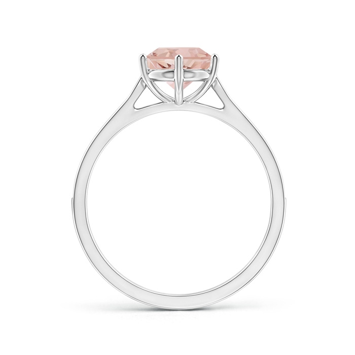7mm AAAA Six Prong-Set Round Morganite Cathedral Engagement Ring in White Gold side-1