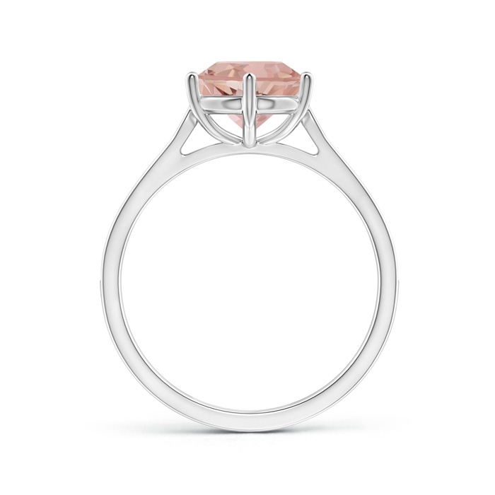 8mm AAAA Six Prong-Set Round Morganite Cathedral Engagement Ring in White Gold side-1