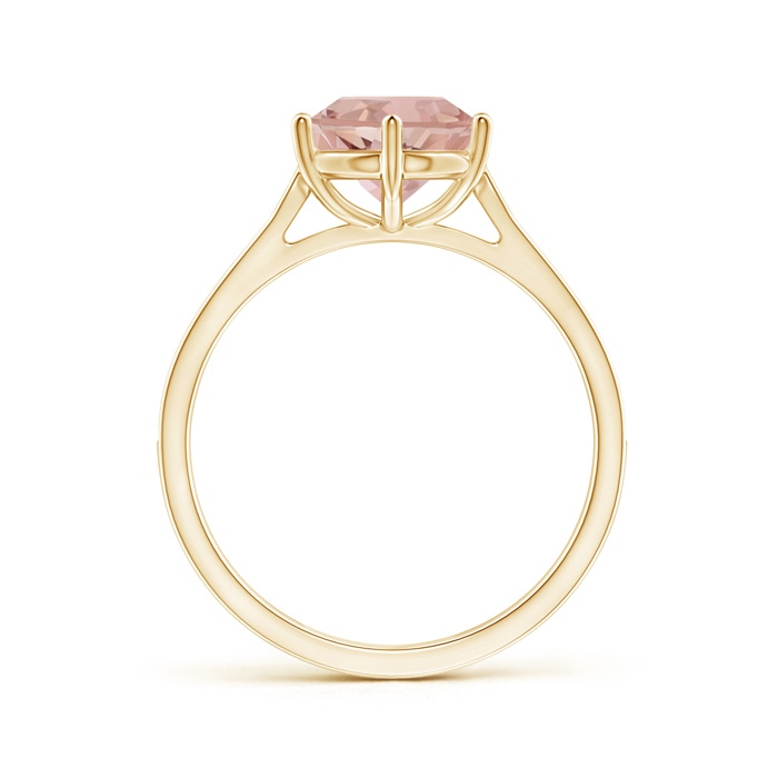 8mm AAAA Six Prong-Set Round Morganite Cathedral Engagement Ring in Yellow Gold side-1