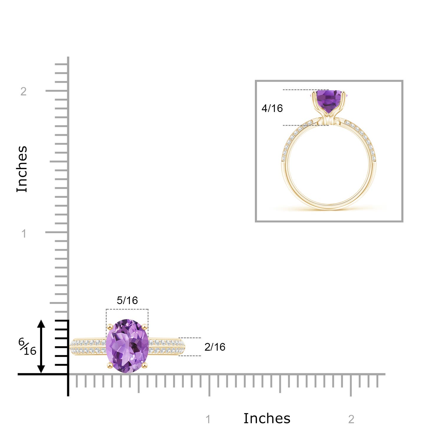 A - Amethyst / 2.5 CT / 14 KT Yellow Gold