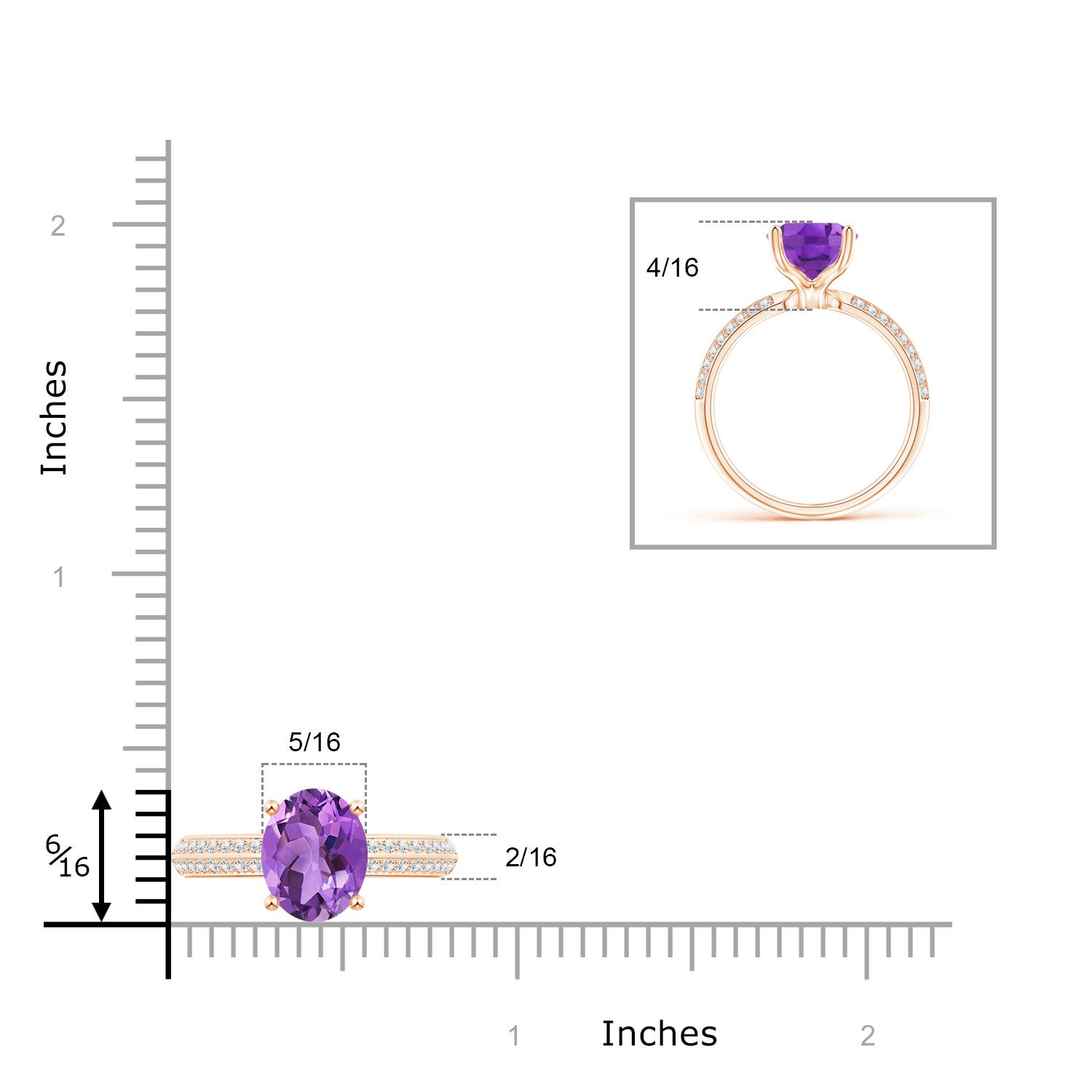 AA - Amethyst / 2.5 CT / 14 KT Rose Gold